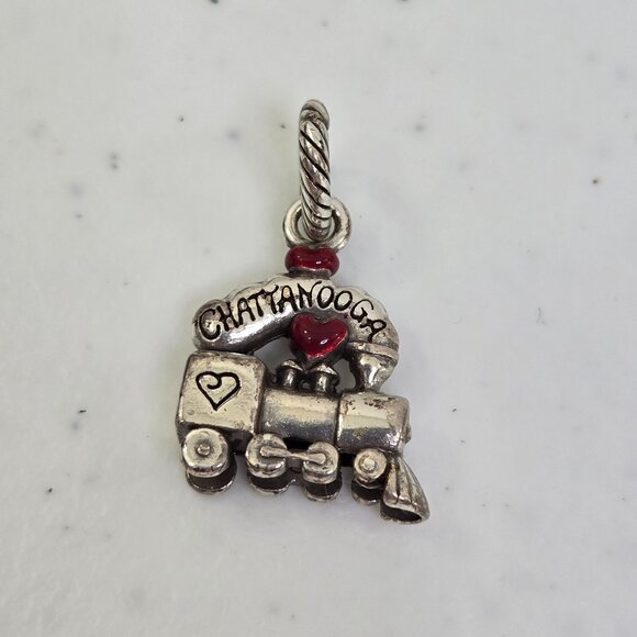 Brighton Tennessee Train Charm Dangle Chattanooga Heart Red Silver Tone - Picture 1 of 6